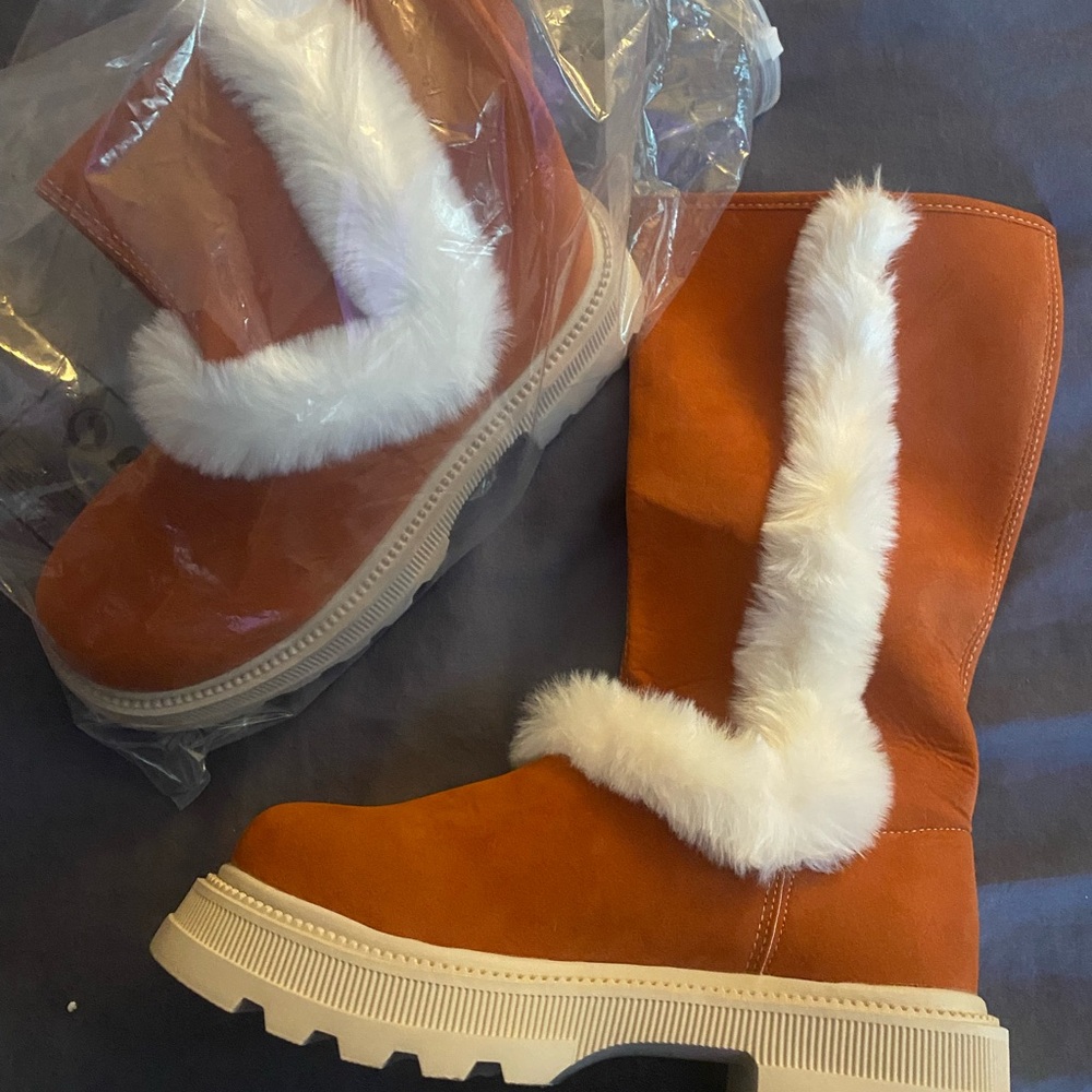 Faux Fur Lined Orange Boots